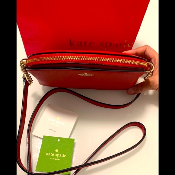 ❤️ SOLD Kate Spade Red Leather ❤️ Crossbody Bag - Picture 7 of 13